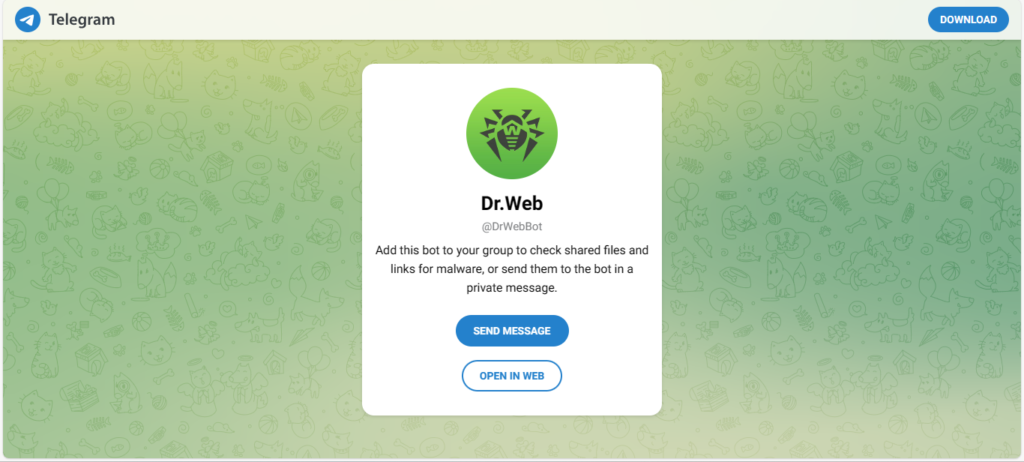 Telegram bot to check shared files and links for malware.